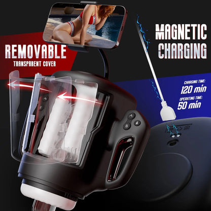 3 in 1 Automatic Heating Vagina Stroker with Phone Holder