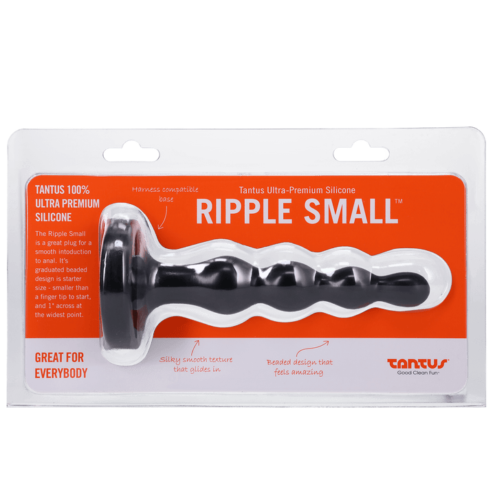 Tantus Silicone Ripple Small Silicone Butt Plug Black - LustyBanana