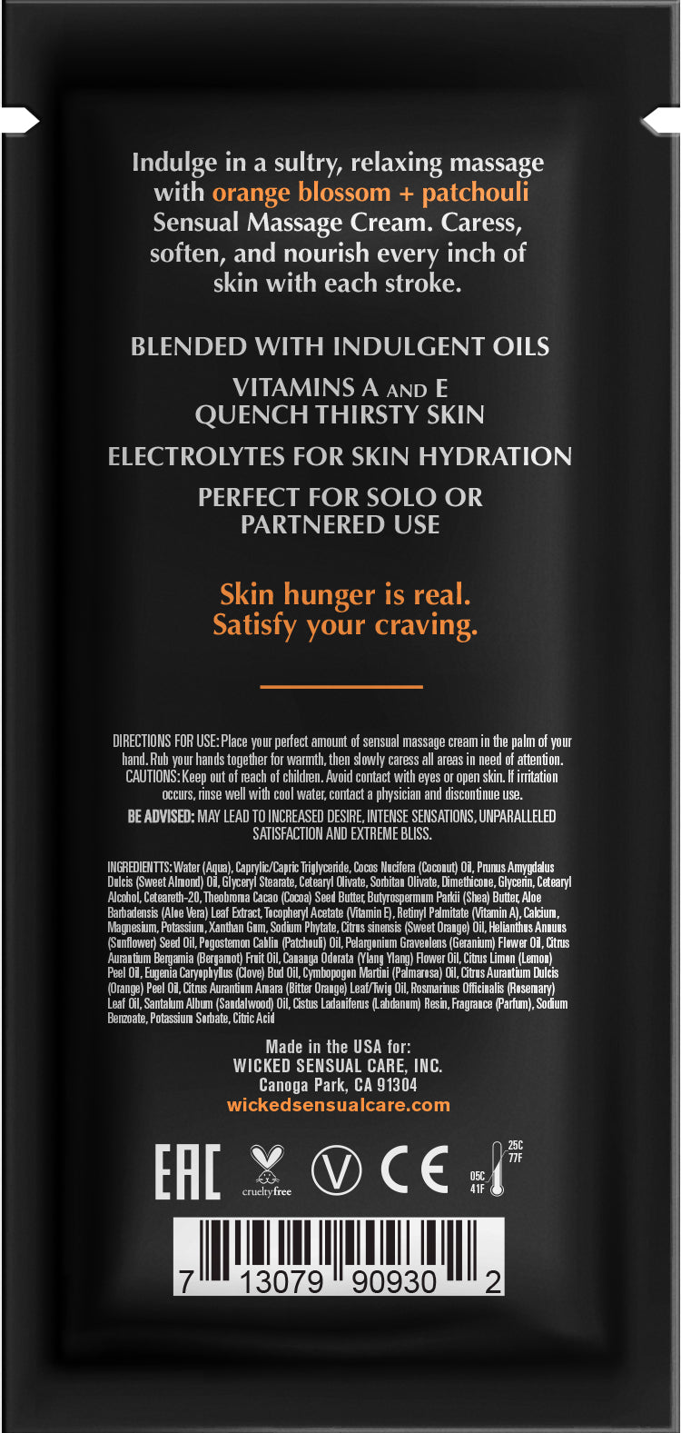 Orange Blossom  Patchouli Massage Cream .34oz